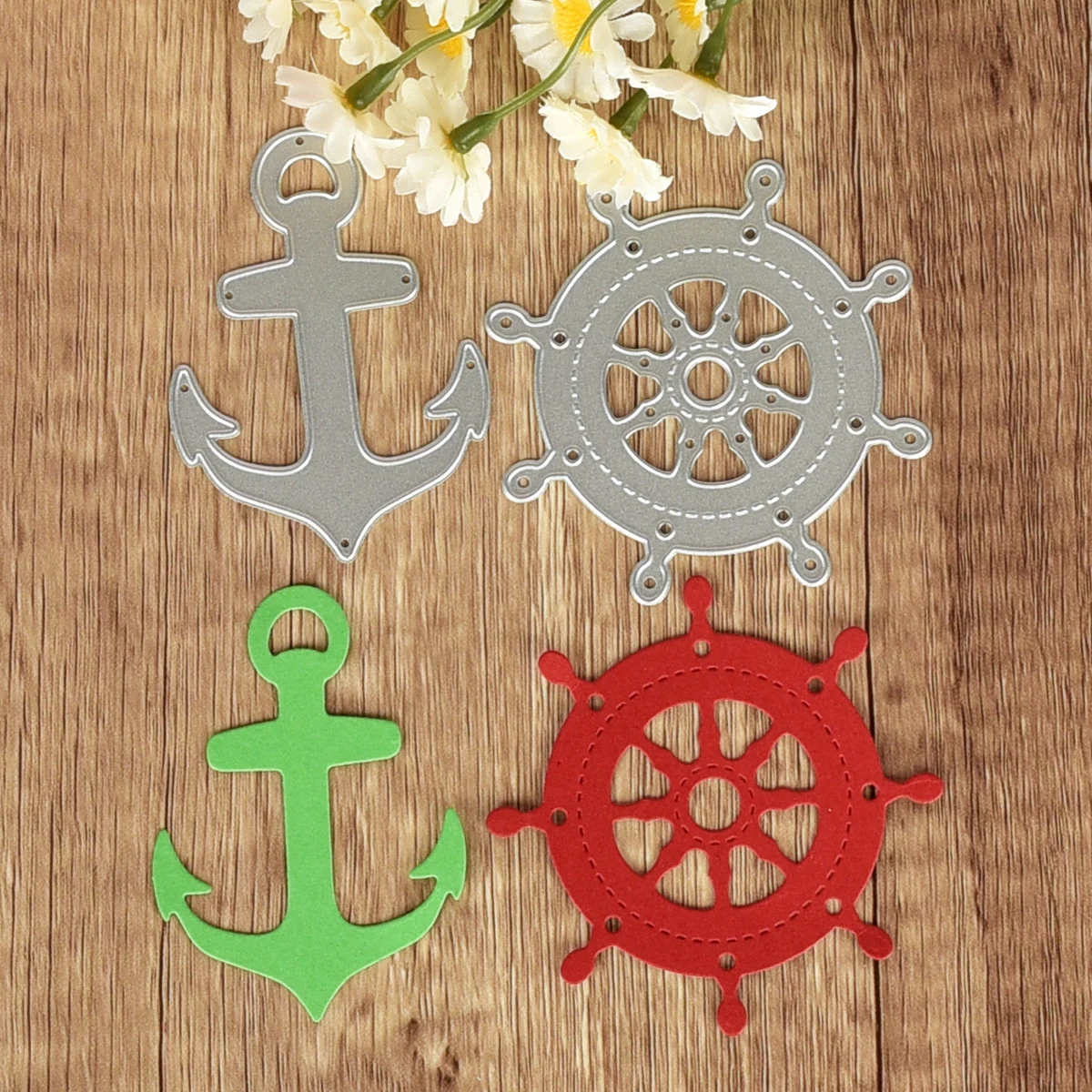 Sailing Anchor ship Rudder Acorn Flowers Butterfly Leaf Metal stencil mold Cutting Dies decoration scrapbook DIY Card Crafts