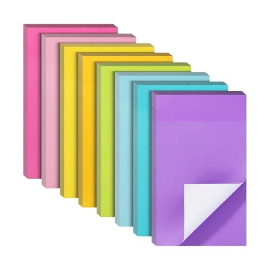 Sticky Notes 3x5, 8 Pads, 640 Sheets, Summer Colors, Paper, Self-Stick Note Pads for Office, School, Home, Study Organization