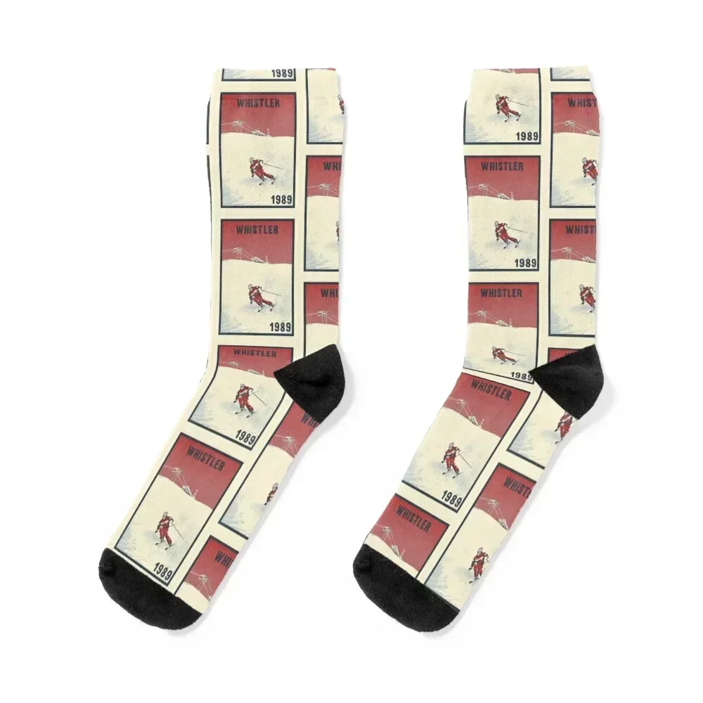 

Whistler ski mountains 1989 vintage skiing 80's Socks Toe sports kids Socks Ladies Men's