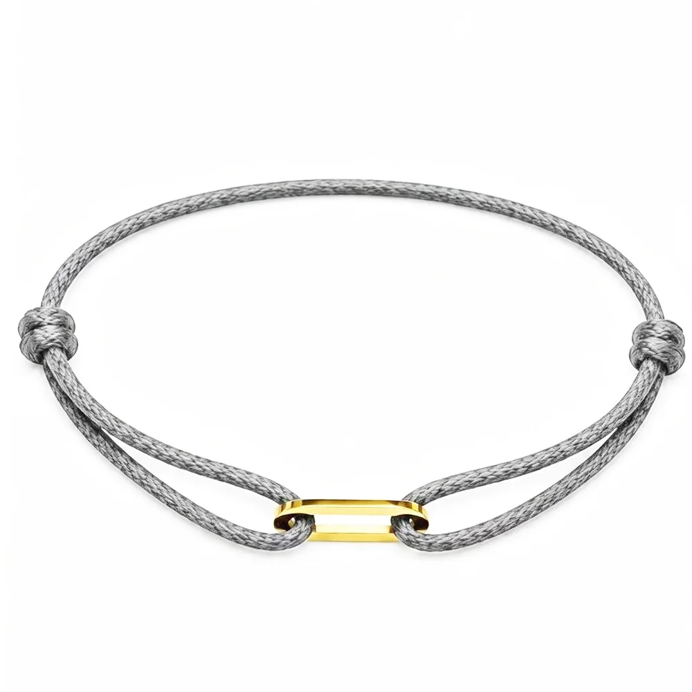 Zalman Einfaches Rundes Ovales Schnallen-Armband Geflochtenes Verstellbares DIY Buntes Seil-Armband für Damen und Herren Edelstahl-Schmuck