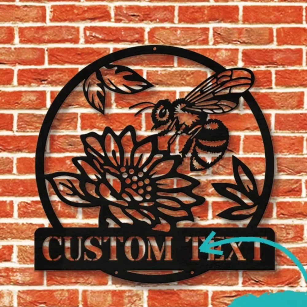 Bumble Bee Flower Decoration Personalizable, Featherless for Garden and Home Kitchen | Wall Hanging, Custom Sign Wall Sculptures