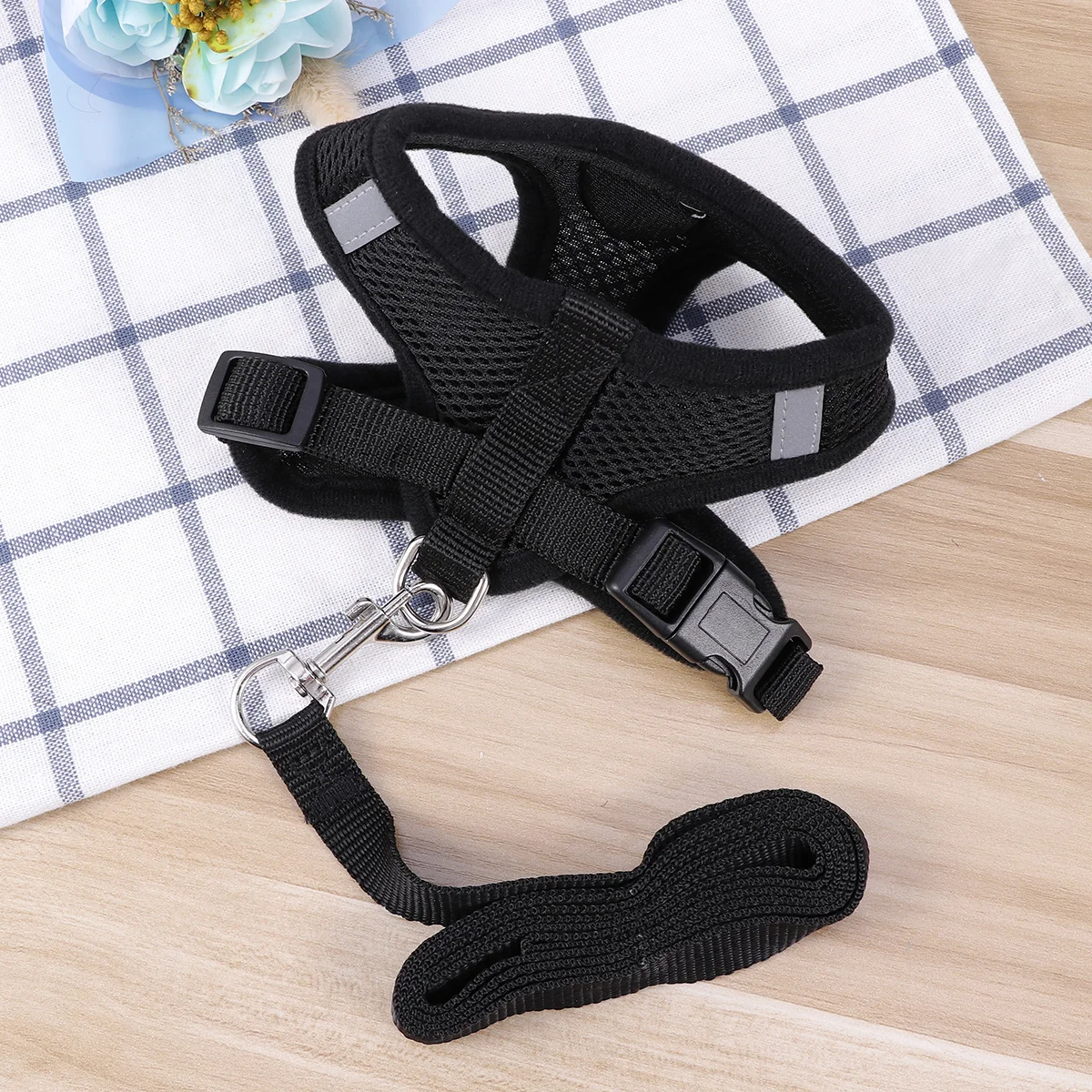 

Mesh Dog Harness Vest Adjustable Breathable Chest Back Strap for Small Medium Dogs Puppies Pet Supplies Black Size L Outdoor