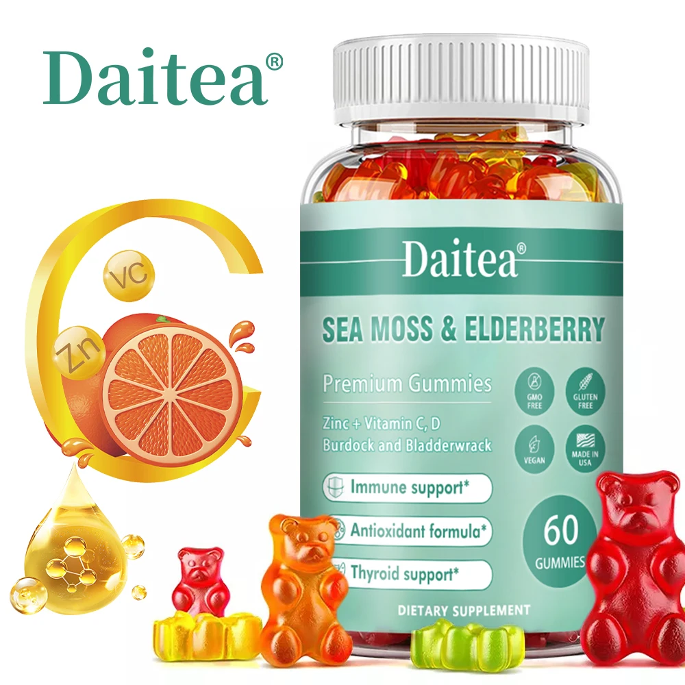 Irish Sea Moss Gummies, Antioxidants, Support Detoxification, Immune System, Digestive System, and Thyroid Health