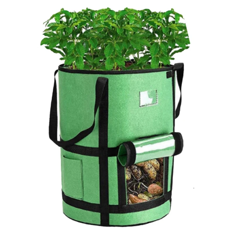 3 PCS 10 Gallon Grow Bags With Window To Harvest Tomato Vegetables Grow Bags With Flap And Handles