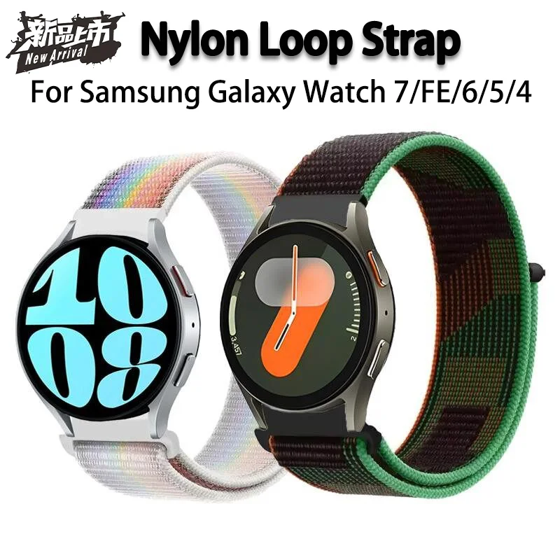 Nylon-Schlaufenarmband für Samsung Galaxy Watch 7/FE/6/5/4 40 mm 44 mm Sport-Armband mit spezieller Schnittstelle, Armband für Watch 6-4 Classic Belt