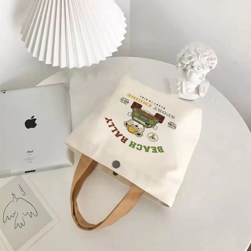 Borsa Tote in tela simpatico cartone animato borsa da pranzo portatile Kawaii borsa Casual da donna e borsa Bento