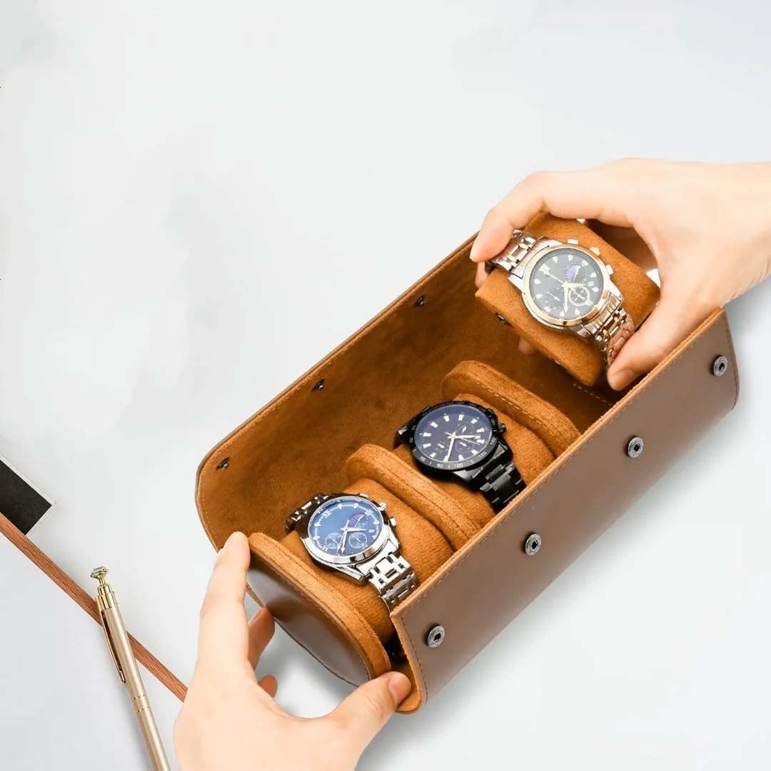 2/3 Solts Watch Roll Travel Case, Watch Storage Bag for Men and Women, Watch Storage Box with Innovative Removable Pillows