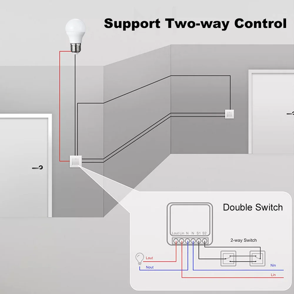 ZigBee 3.0 Smart Switch Tuya 16A Automation DIY Light Switches Module Supports 2 Way Control Smart Life for Alexa Google Home