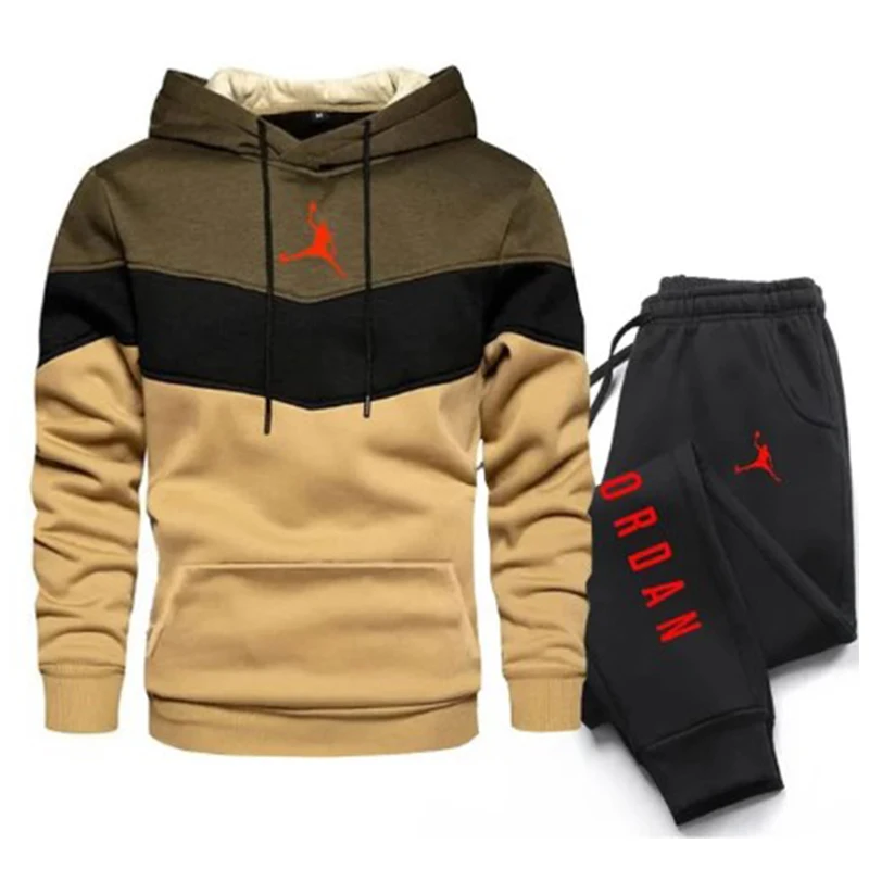 2024 New men\'s fashion casual sportswear outdoor fitness jogging hoodie set sports luxury hoodie + pants suit clothing