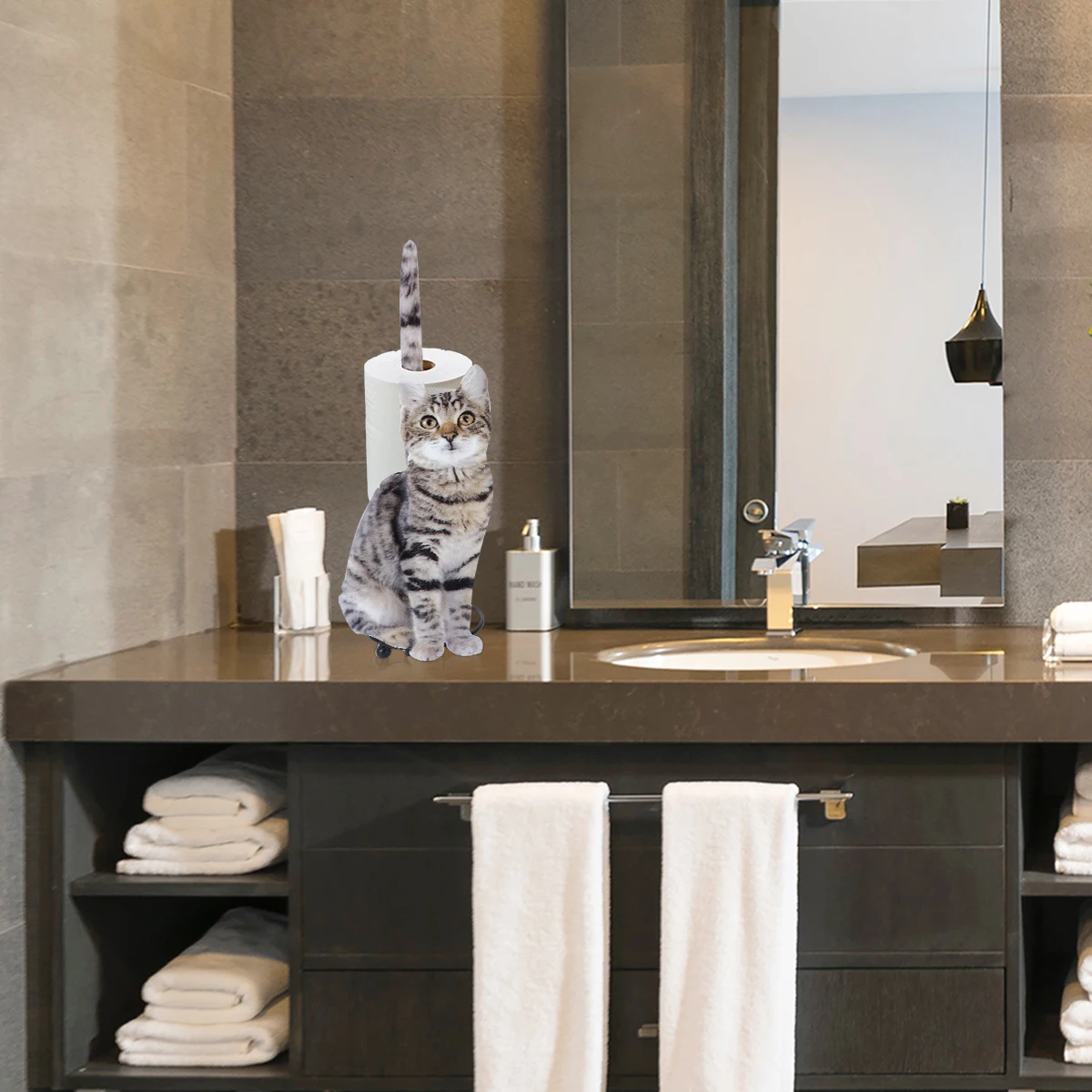 

Napkin Holder Kitten Roll Paper Storage Rack Simple Iron Kitchen Cat