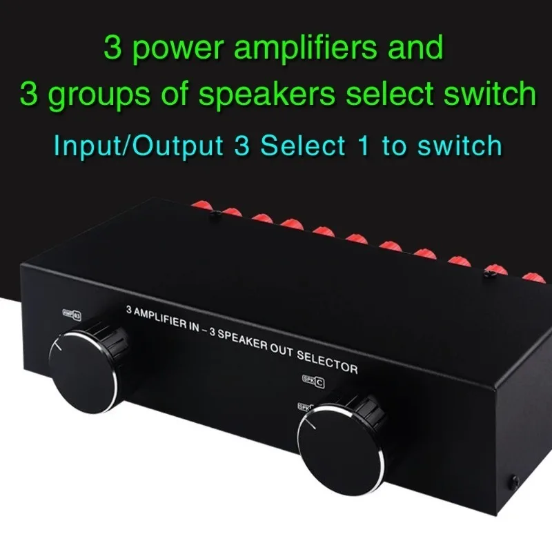3 in 3 Out Passive Power Amplifier Speaker Selector Switch Audio Distribution Comparator for Stereo System