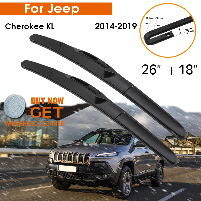 Car Wiper For Jeep Cherokee KL 2014-2019 Windshield Rubber Silicon Refill Front Window Wiper 26"+18" LHD RHD Auto Accessories