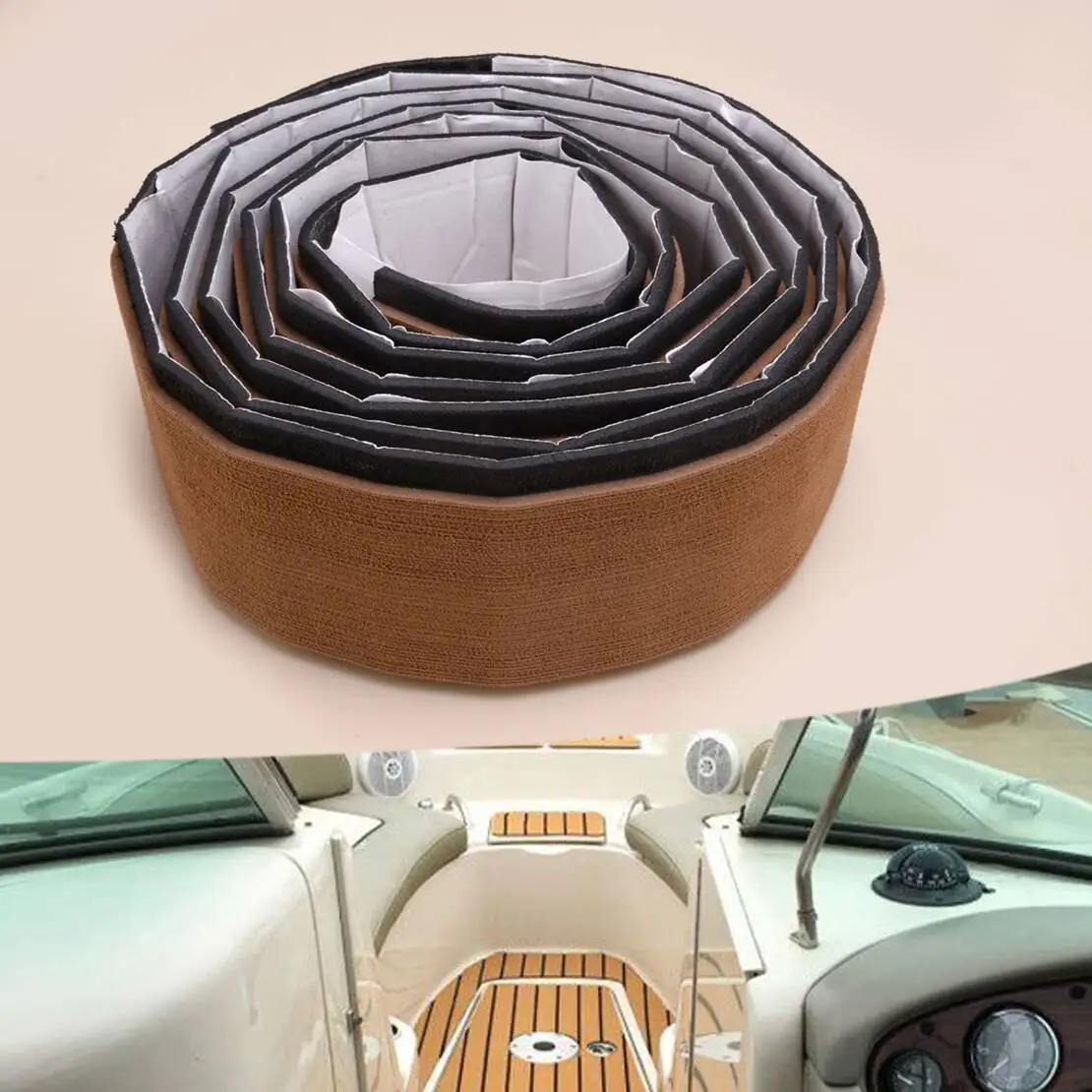 

Light Brown Marine Boat Flooring EVA Foam Mat Yacht Deck Self-Adhesive Pad Carpet