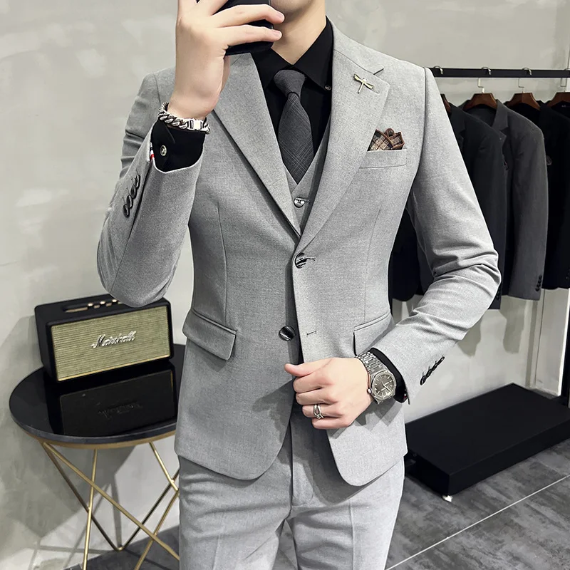 Set setelan pakaian 3 potong untuk pria, Blazer + rompi + celana, Set pakaian Formal pesta pernikahan, jas butik kancing sebaris Single-breasted ukuran Plus 7XL untuk pria