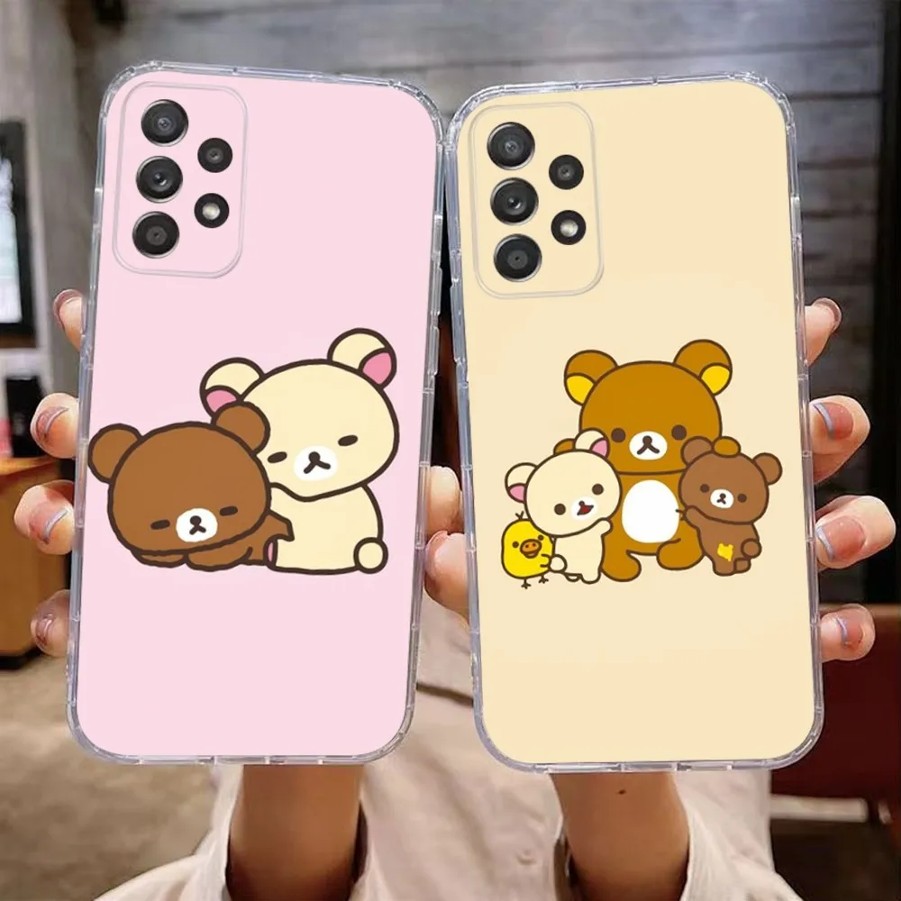 Cute R-Rilakkumas Bear Phone Case For Samsung Galaxy A71,70,52,51,40,31,A50,30S,21S,Note20ultra Transparent Cover