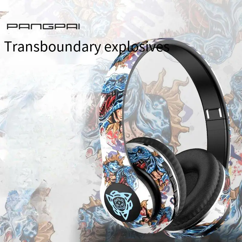 

Cross border popular graffiti headset Bluetooth earphones headset bluetooth