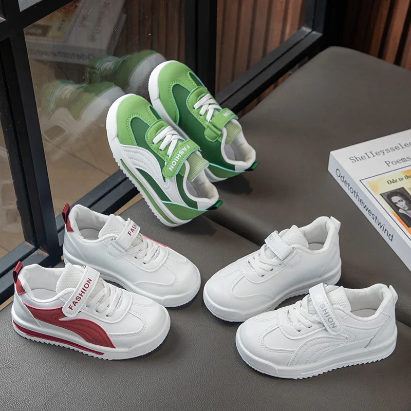 Summer Boys Girls Soft-Soled Non-Slip Sports Casual Shoes Breathable PU Leather Running Shoes Children Kids School Casual Shoes