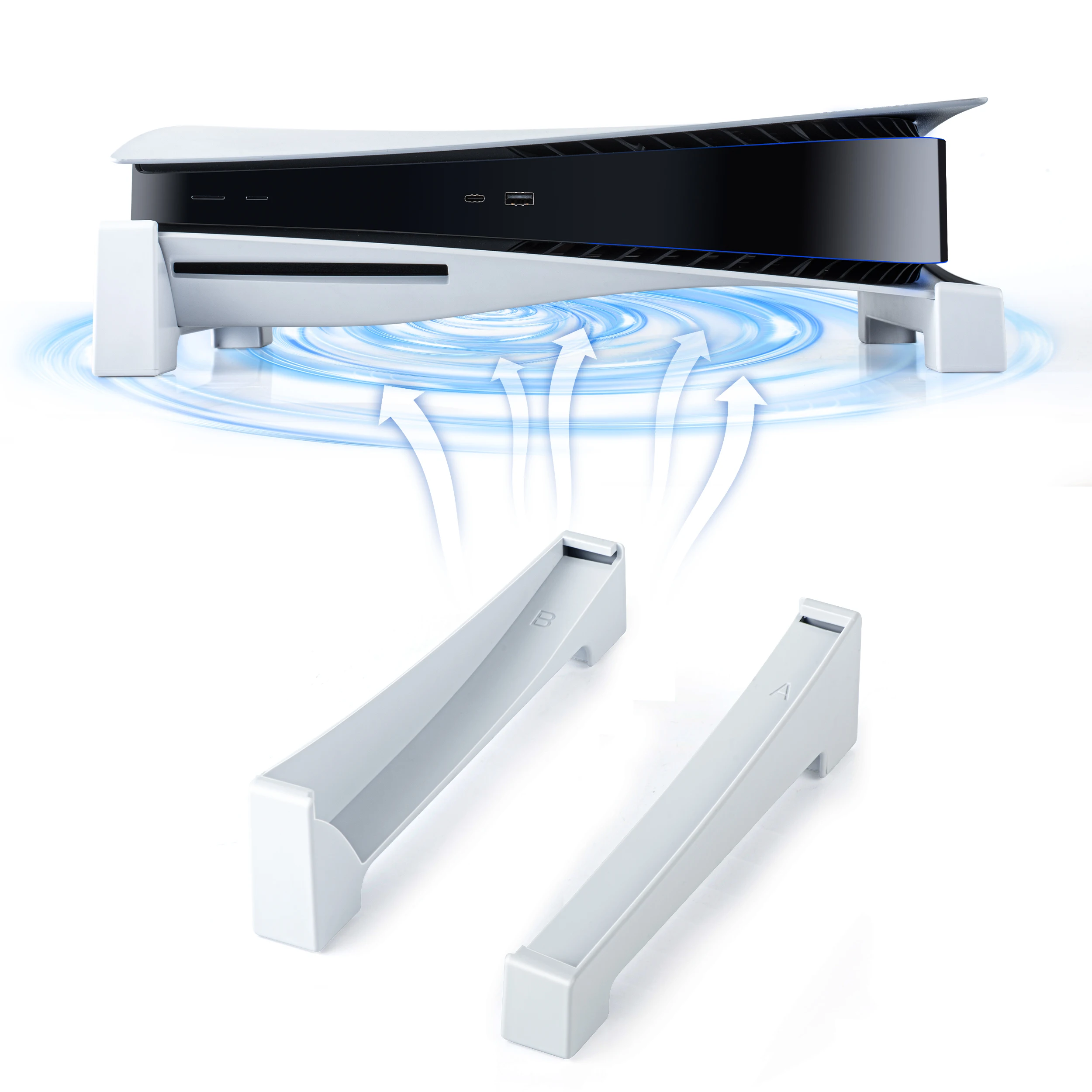 Stojak na biurko do konsoli PS5, pozioma podstawka chłodząca do konsoli do gier PlayStation 5 (wersje z dyskiem i cyfrowe), akcesoria — zdjęcie produktu 6