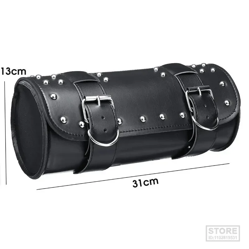 Universal Black Motorcycle Tool Bag, Fork dianteiro guiador Saddlebag, rolo barril, Corrida de armazenamento cauda