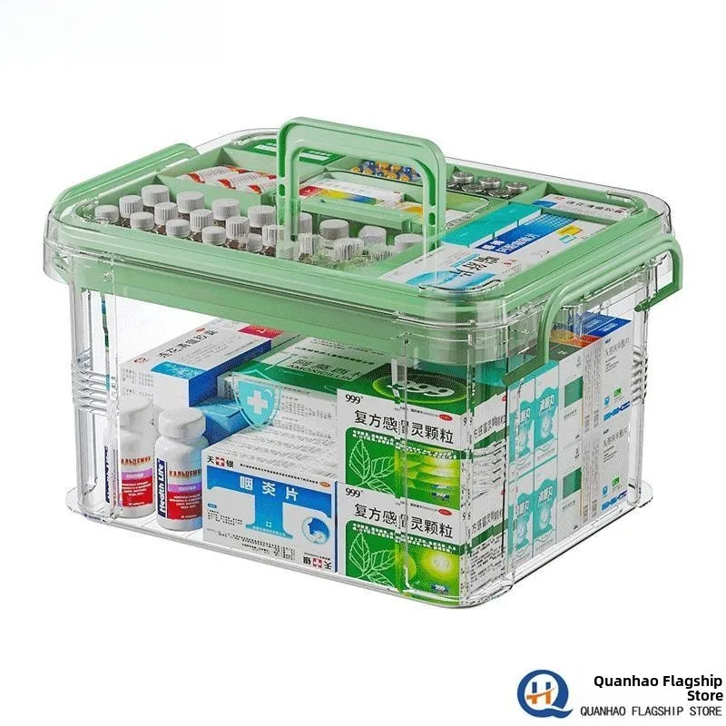 صندوق دواء متعدد الطبقات ذو سعة كبيرة، منظم تخزين إسعافات أولية طبي شفاف للطوارئ، بلاستيك للاستخدام المنزلي، دواء C... #5