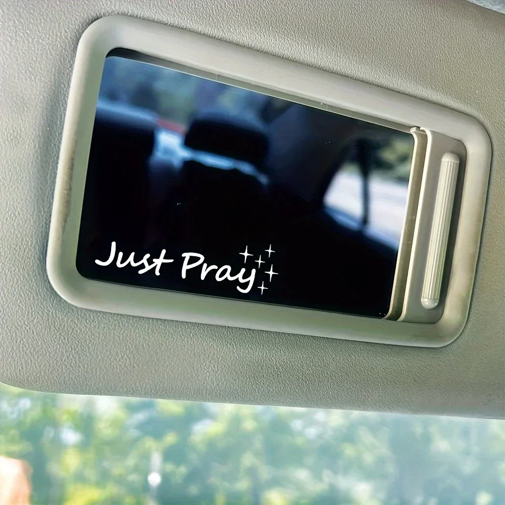 1PC Unique Just Pray Car Sticker, Spiritual Accessory for Car Sun Visor, Make Your Car Stand Out with This Faith Decal