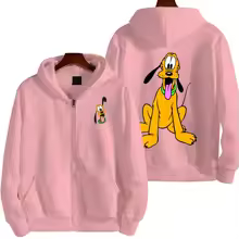 Pluto Men Cartoon Double Sided Zip Hoodie