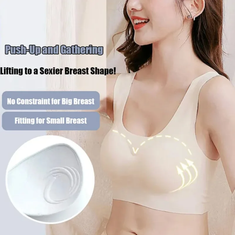 Anxiety sleep underwear women gathered breathable increase without steel ring fat mm plus  size one-piece sports undershirt bra