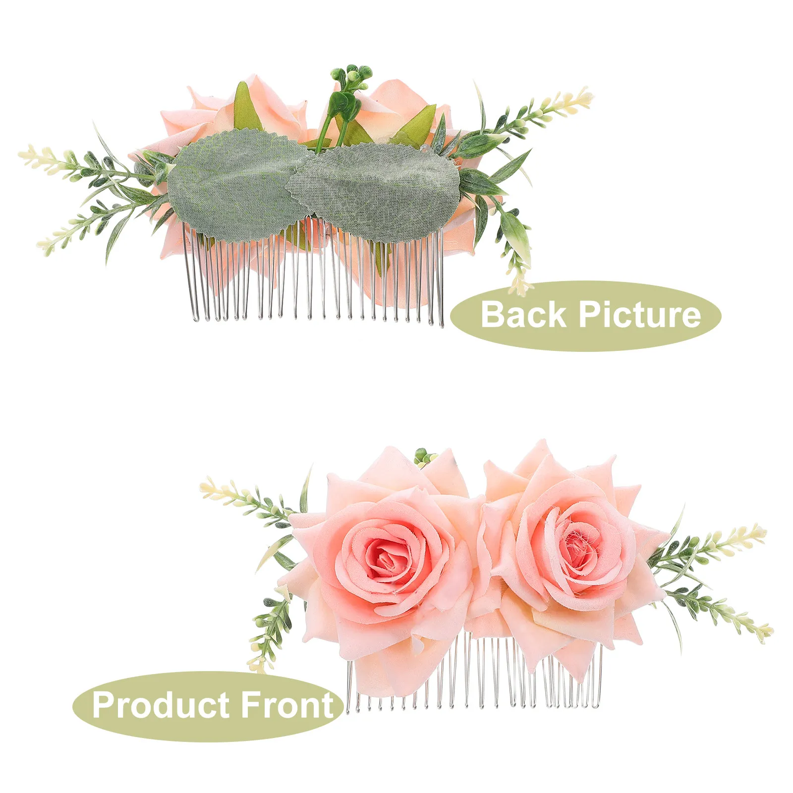 Realistic Artificial Flower Hair Comb Metal Teeth Side Design Floral Hairpin for Bride Wedding Party Formal Events Women Hair