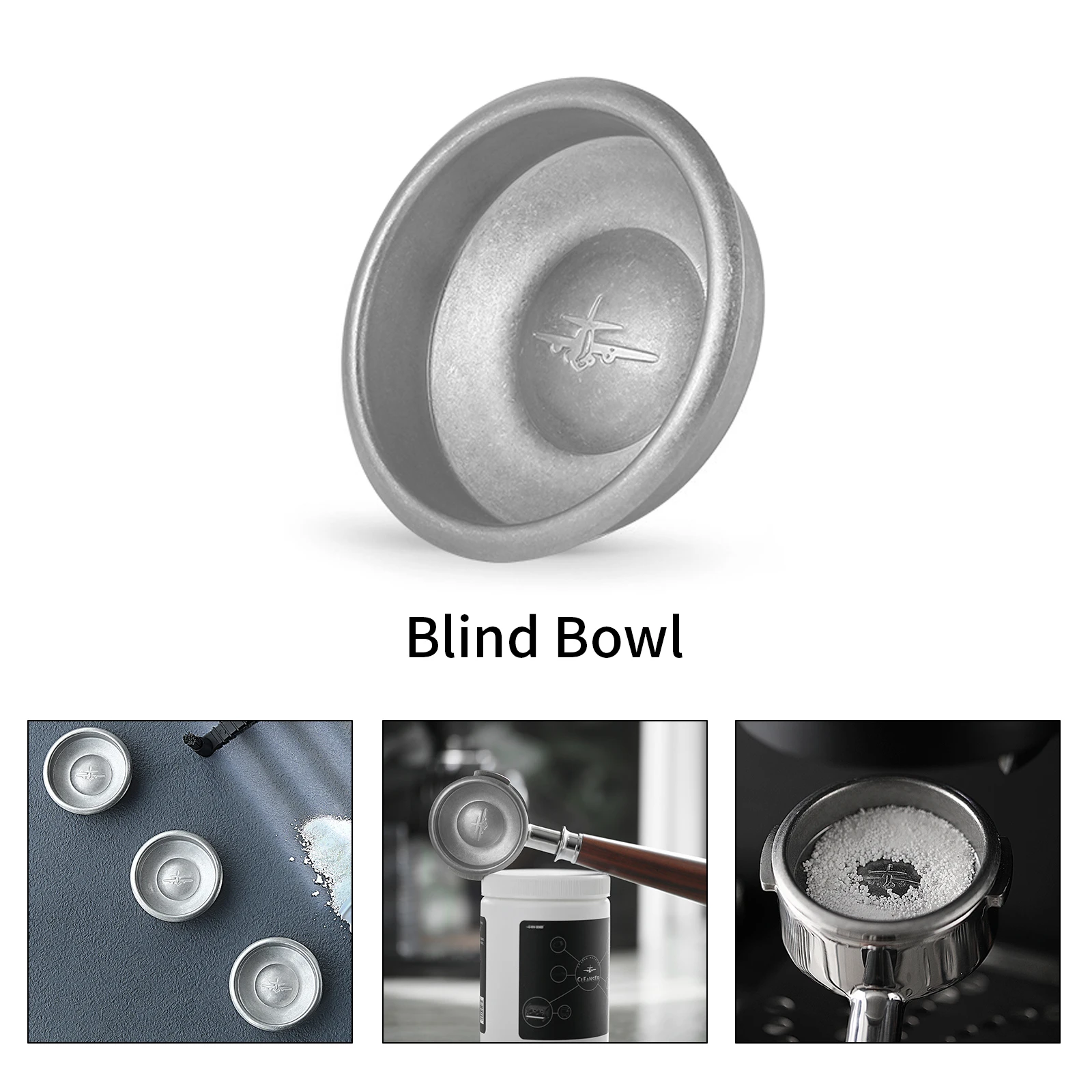 MHW-3BOMBER Coffee Machine Cleaning Powder Bowl and Brush Set Stainless Steel Espresso Maker Clean Tools for 58mm Filter Baskets