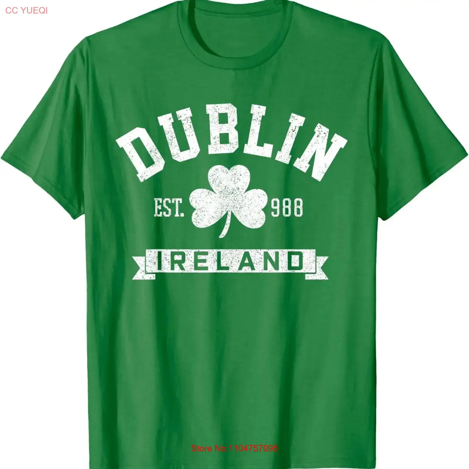 Dublin Ireland Est 988 Shamrock Saint Patricks Day T Shirt vintage Washed fashion streetwear Casual homme Versatile