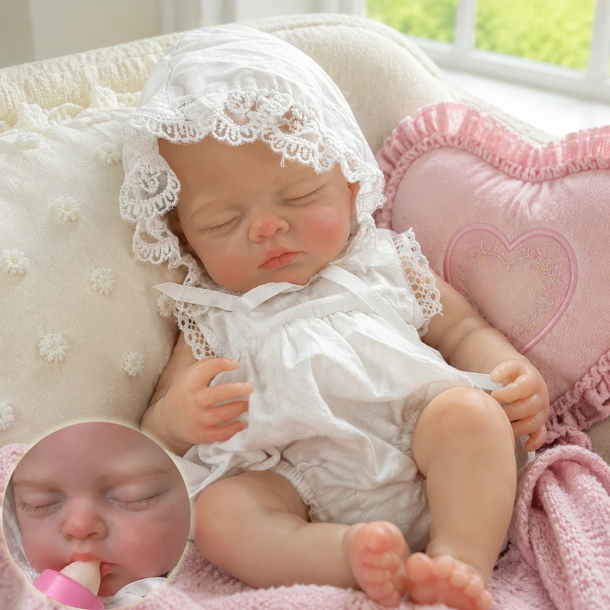 13 Inch Full Body Silicone Reborn Doll Bald Design Lifelike Newborn Hand Painted Waterproof Collectible Art Ornament for Holiday