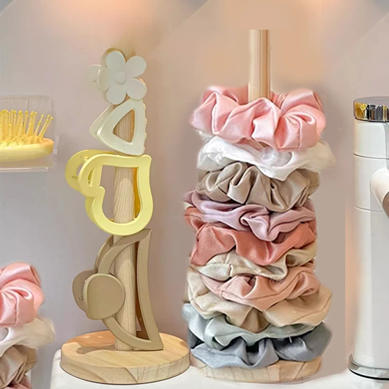 خشبية رباط شعر حامل الأطفال شريط مطاطي الشعر حبل اكسسوارات تخزين الرف عرض الرف لغرفة المعيشة الغزل الكرة Holde #5