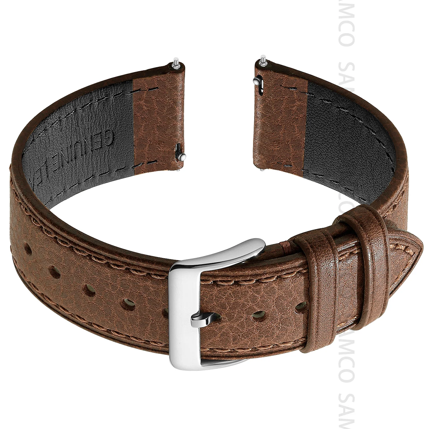 Premium Echtleder-Uhrenarmband Natürlich Pflanzlich Gegerbtes Nappaleder 12/14/16/18/19/20/21/22/24mm Schnellwechsel-Uhrenband – Detail 6