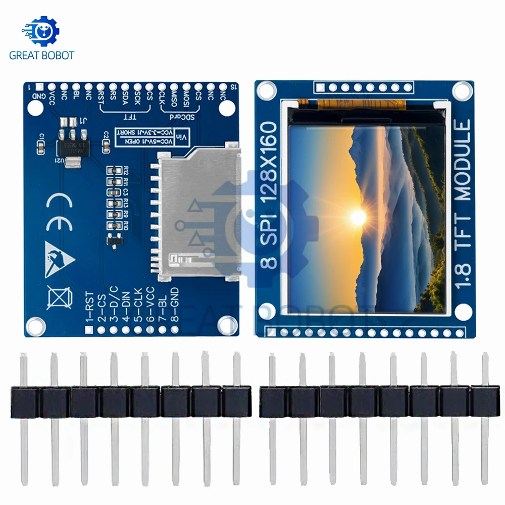 1.8-Inch TFT LCD Display Module: 128×160 Resolution, 16BIT RGB, SPI Interface (ST7735/ST7735S Driver) for Arduino