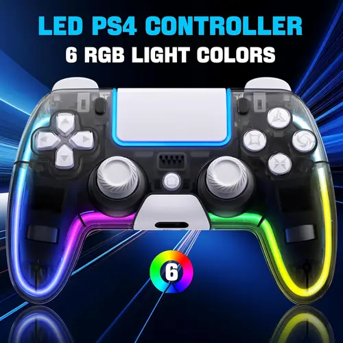 Imagen 1 del producto Controladores Saitake para PS4, control remoto personalizado de PS4 con joystick Hall 3D, controladores de juego inalámbricos RGB para Playstation 4