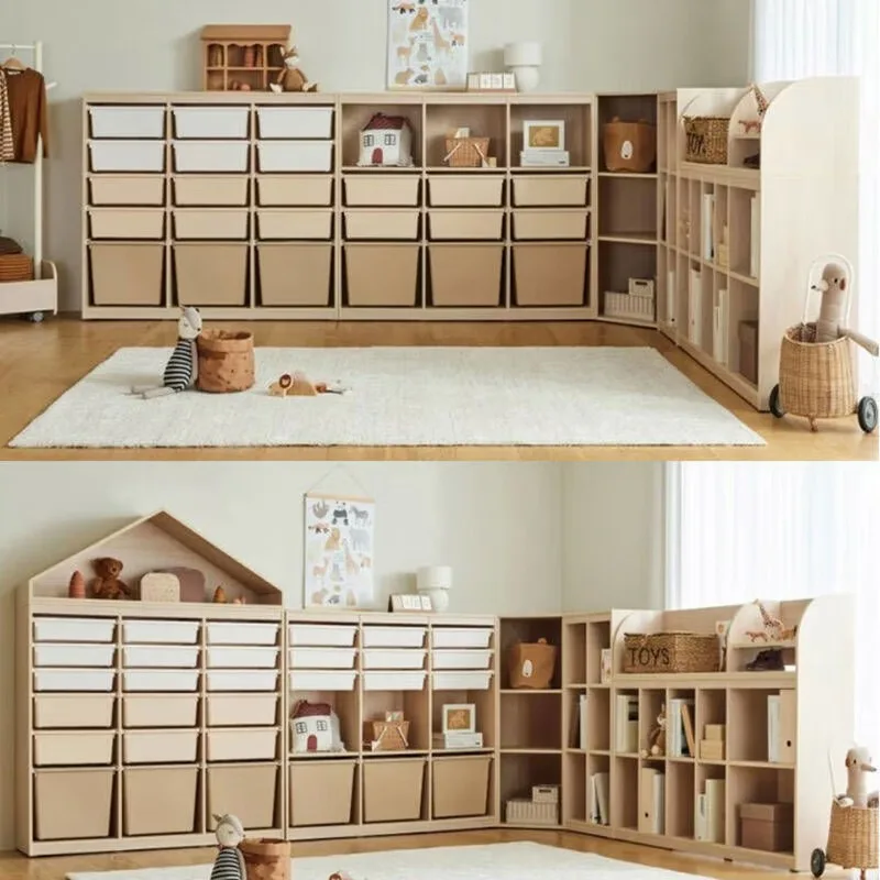 

Solid wood children's storage cabinet picture book rack corner locker