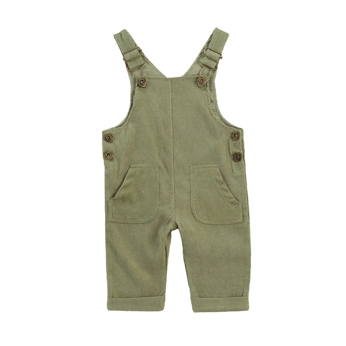 Pantalon à bretelles avec boutons pour bébé garçon, coupe adt, solide, document fjwith poches, tenue réglable pour tout-petit