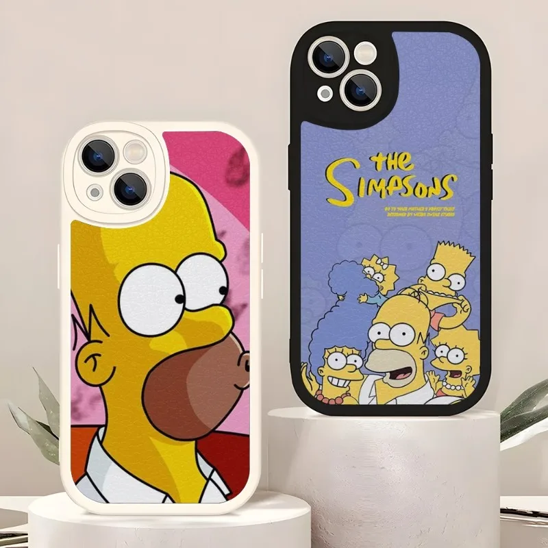 Simpson Phone Case For IPhone 14 11 12 13 Pro Max Mini X XR XS 7 8 Plus Lens Protection Painted Upholstered