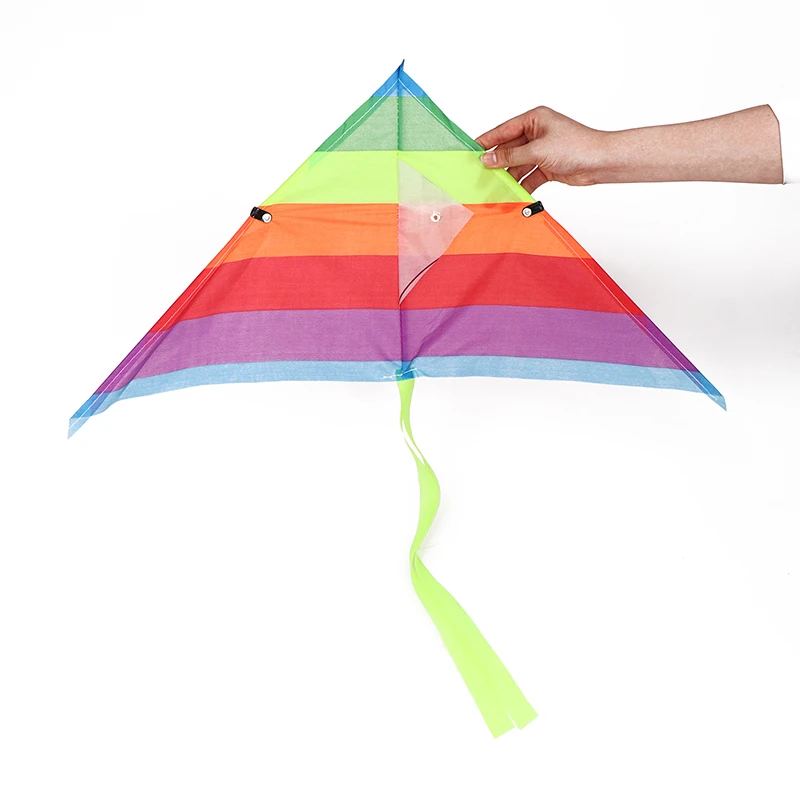 Cerf-volant Triangle Coloré Arc-en-ciel pour Enfant, Jouets de dehors Amusants en Plein Air avec Chaîne de 30m, 1 Pièce