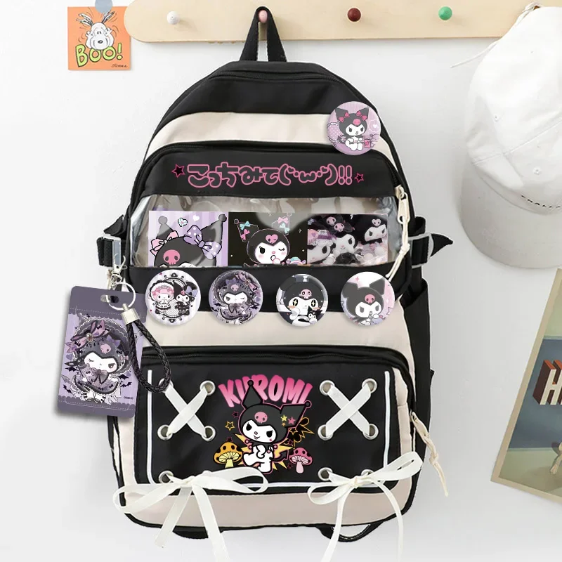 Sanrio Hello Kitty Kuromi Backpack Cinnamoroll My Melody Anime Backpack Student Computer Large Capacity SchoolBag Cute Girl