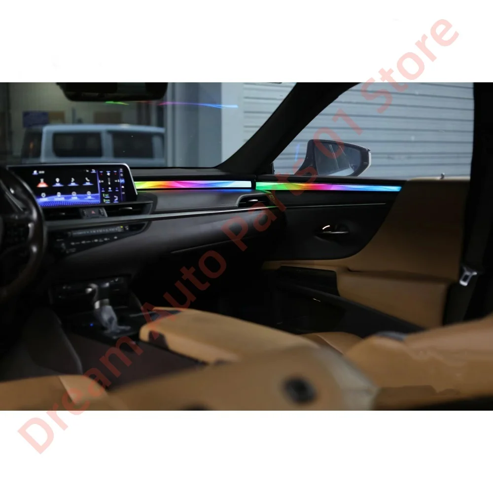 

Новая кристальная атмосферная подсветка для Lexus ES 2018-2024. Обновление освещения салона автомобиля. Автозапчасти. Управление через приложение. Декоративная полоса.