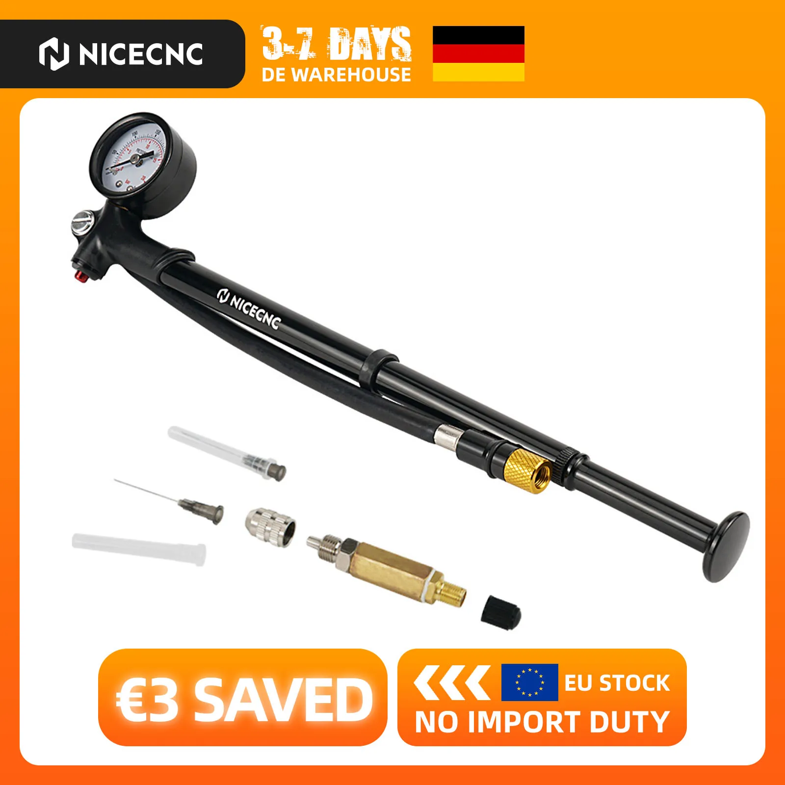 (EU-Lager) Für Harley Street Glide Road Glide Road King /Special Electra Glide Luftstoßdämpferpumpe 300psi Stickstoff-Stoßdämpfer-Nadelkit