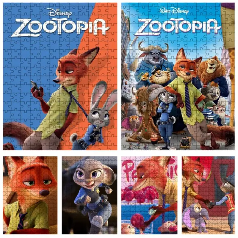 

Пазл Disney Zootopia 300/500/1000 шт., бумажные деревянные пазлы с героями мультфильмов, детские развивающие игрушки ручной работы, домашний декор