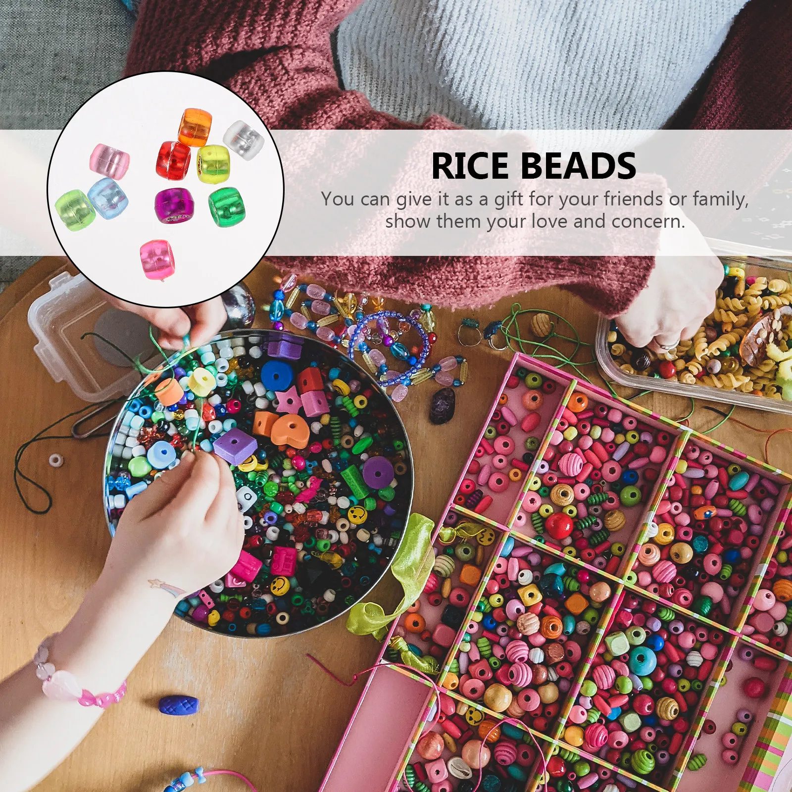 

1000Pcs Barrel Beads DIY Jewelry Making Supplies Acrylic Hole Rice Spacer Beads Accessories for Bracelet Necklace Craft