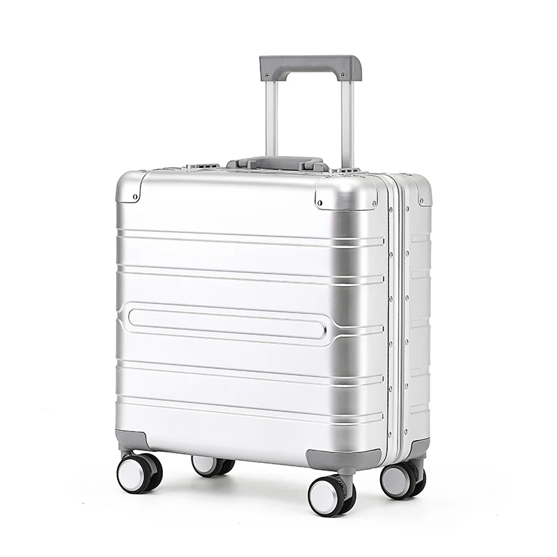 18 Inch Volledig Aluminium-Magnesiumlegering Trolley Koffer Handbagage Tsa Stille Spinner Bagage Lichtgewicht Zakelijke Koffer