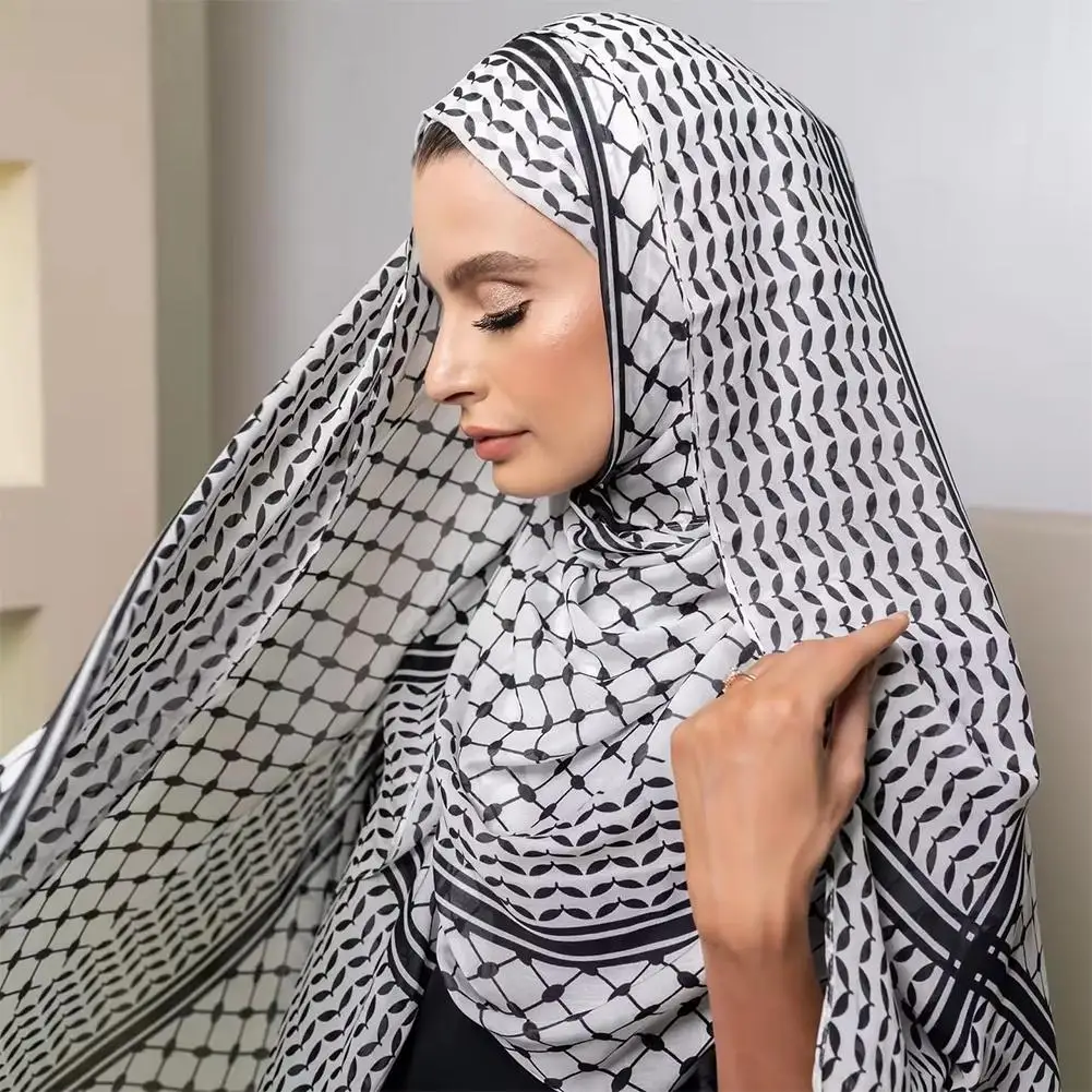 Écharpe de sauna en mousseline de soie imprimée du Ramadan pour femmes musulmanes, hijab musulman, turban long féminin, écharpe du Moyen-Orient, bande de Dubaï Türkiye, mode islamique