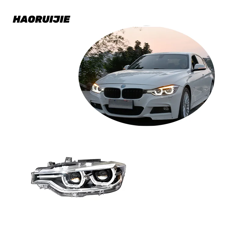 

F30 Angel Eye Headlight for BMW 3 Series F30 Headlights Upgrade Double Lens LED Spoon Headlights Day Running Lights