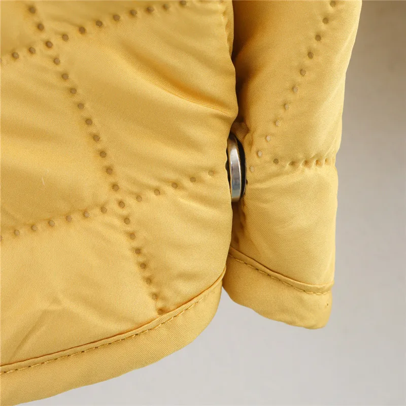 KEYANKETIAN 冬の新女性のラウンドネックシングルブレストポケットダイヤモンド柄コットンジャケットと女性ジャケット