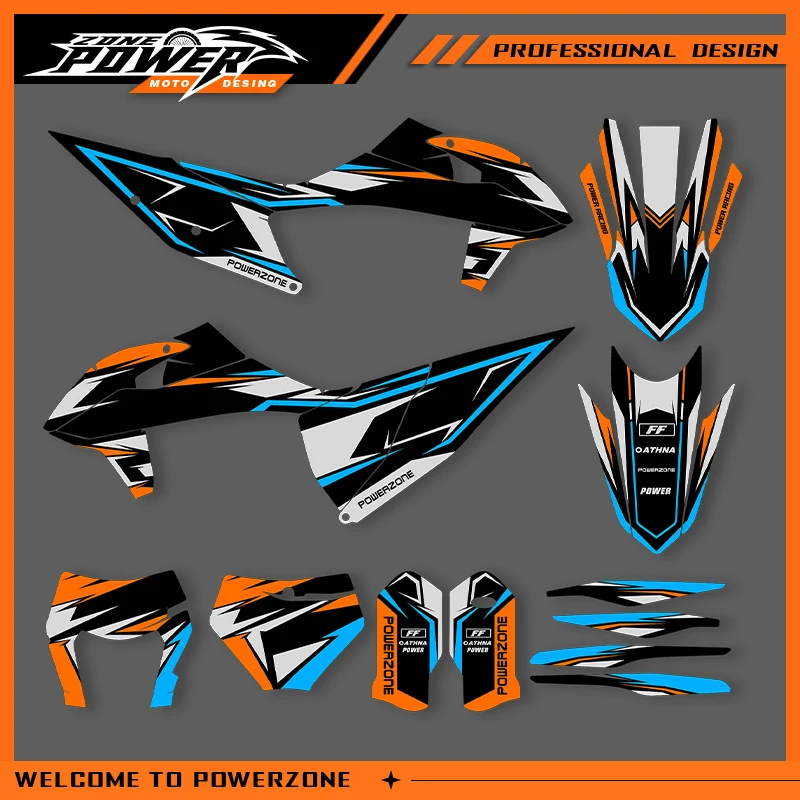 

Графика Powerzone для KTM SX SXF 2019-2022 EXC EXC-F 2020-2023 200 250 300 350 наклейки наклейки мотоцикл фон на заказ 01