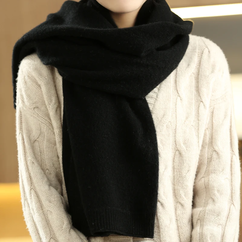 Women 100% Merino Wool Cardigan Scarf Sweater Shawl Loose Cashmere Top Autumn Winter Soft Cozy Knitted Fashion Clothes Scarf view 5